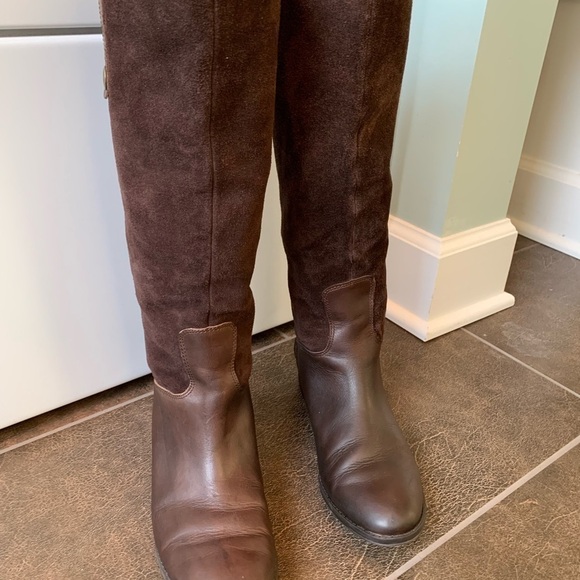 Sam Adelman knee high riding boots brown suede and leather low heel EUC - Picture 4 of 16